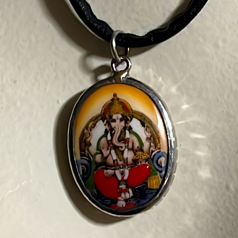 Silver & Enamel GENESH India Hindu Necklace